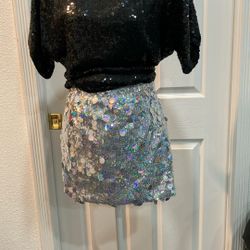 Silver Sequin Skort