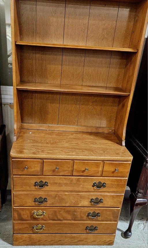 Ethan Allen solid walnut wood dresser chest hutch bookcase book shelf cabinet be