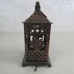 Tea Light Candle Holder Brass Hanging Garden Lantern 10" Tall


