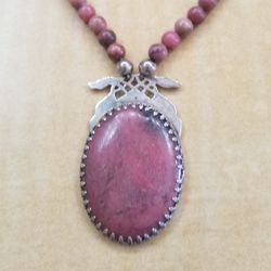 Sterling Silver Pendant Rhodochrosite Stone.