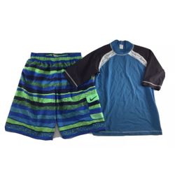 Boys swim Rashguard Trunks Shorts sz Youth XL Nike Old Navy