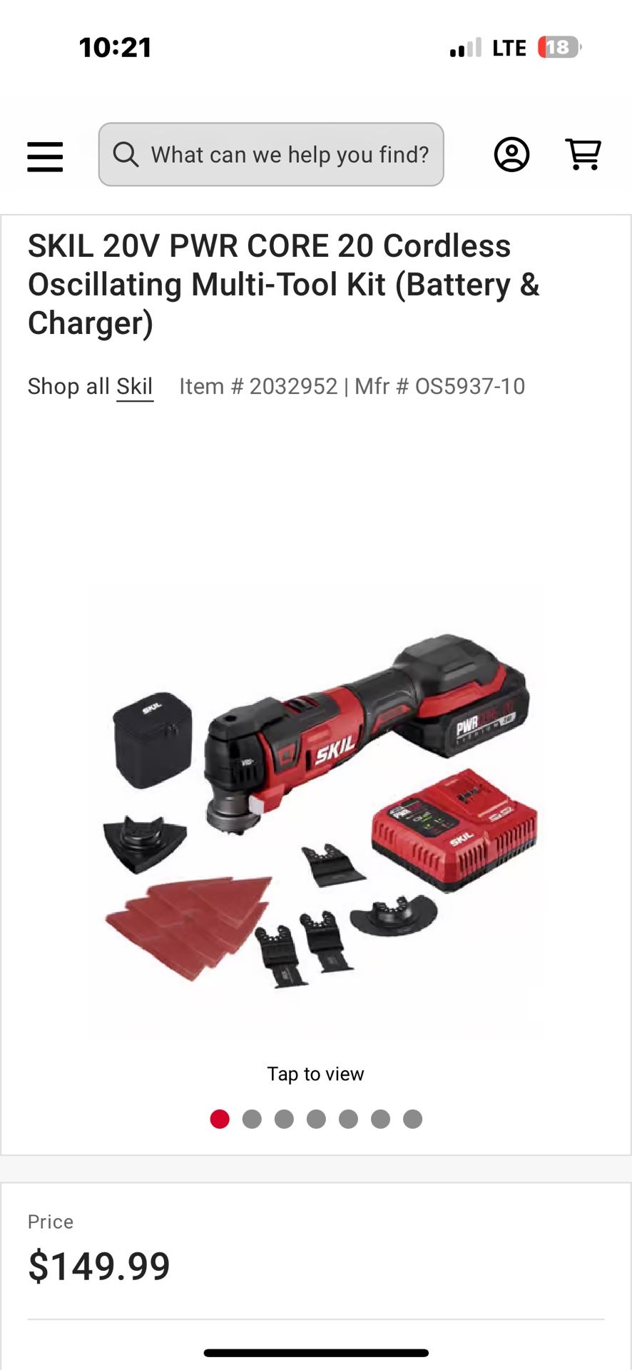 SKIL 20V PWR CORE 20 Cordless Oscillating Multi-Tool Kit (Battery & Charger)