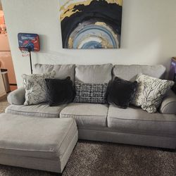 Grey sofa with ottoman 