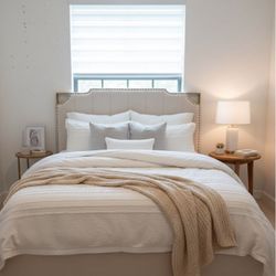 NEW Italian Queen Upholstered Bed Frame – No Box Spring Needed