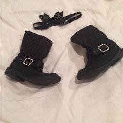 Girl Size 7 Boutique Black Glitter Boots