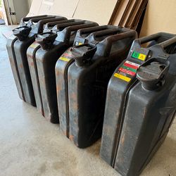 Jerry cans  gas cans.