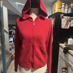 Red Fitted Zip Up Sweater