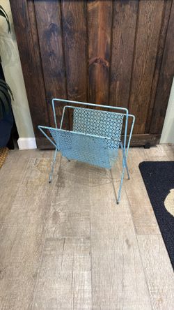 MCM Blue Metal Magazine Rack Atomic Retro
