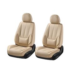 Waterproof Nappa Leather Front Car Seat Covers Universal Fit Beige