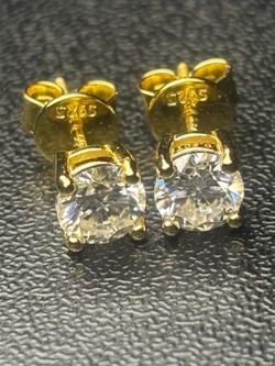 S925 Gold Moissanite Stud Earrings