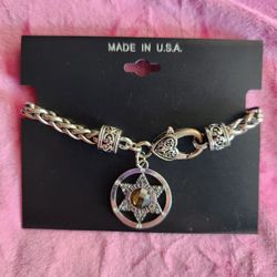 Sheriff's Badge Charm Braided Bracelet