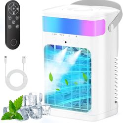 New Portable Air Conditioner, Cooling Fan with 3 Speeds & 3 Modes, Evaporative Mini Air Conditioner Fan w/ Remote for Home/Office, Night Light, 1500ml