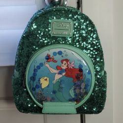 Disney Loungefly Globe Little Mermaid Ariel Sequin Mini Backpack Brand New Sealed 