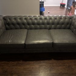 3 Seater Chesterfield Sofa Gray 