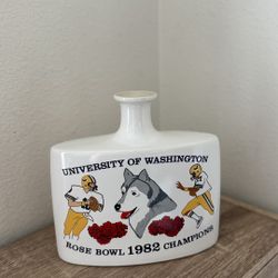 Vintage University of Washington Rose Bowl 1982 Champions Ceramic Decanter / Collectible