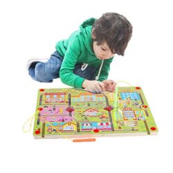 Magnet Toys Beads Board Game Play Set for Boys Girls Learning Education Toy with Magnetic Wand for Toddlers Infants Preschool Children (City Traffic)