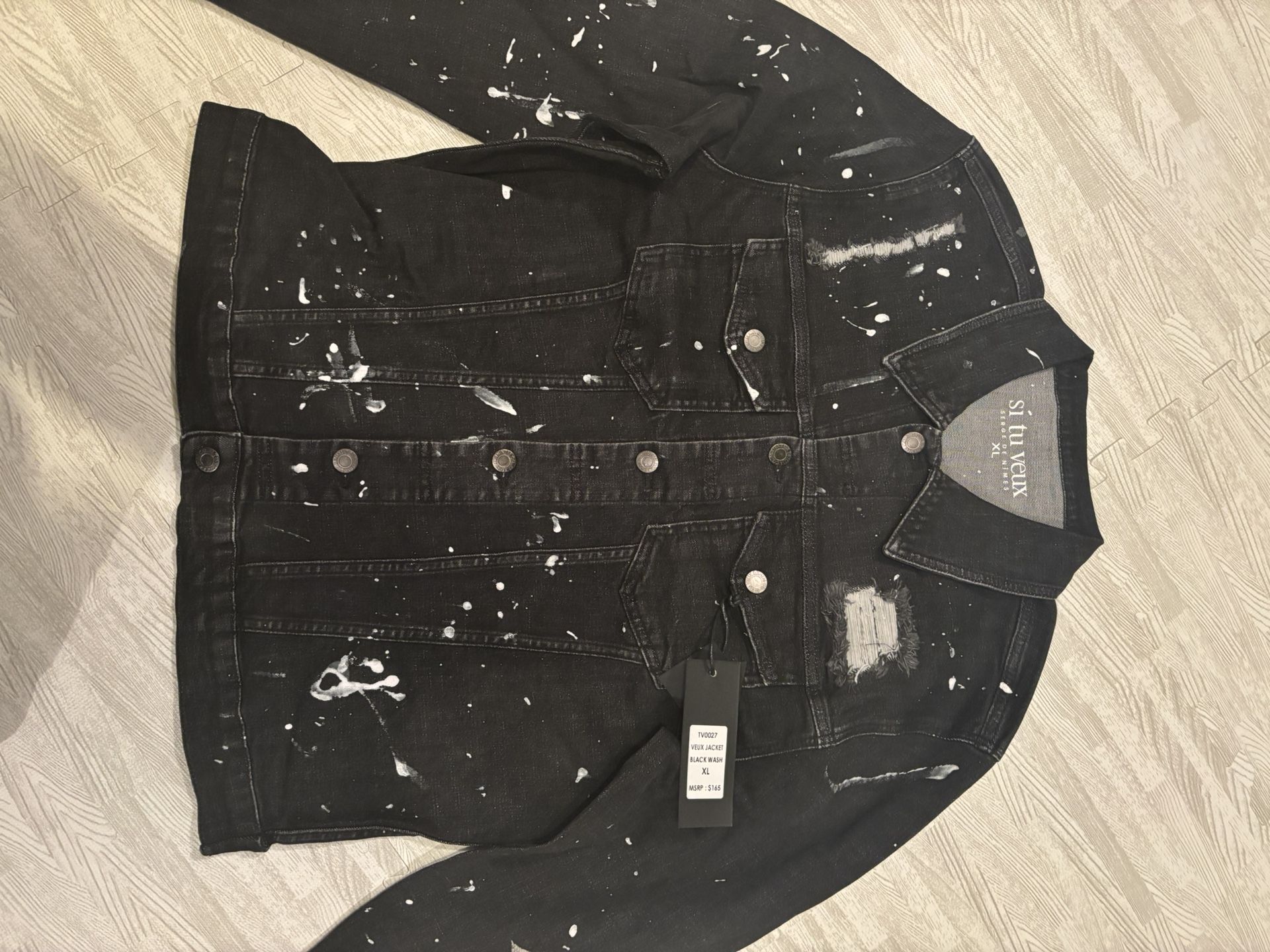 SI TU VEUX Brandon Jacket Black Wash Denim - XL