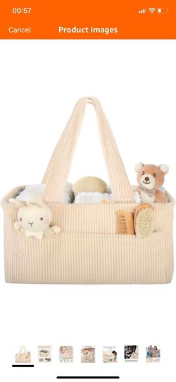 Baby Diaper Caddy Organizer – Nursery Storage Basket for Newborn Essentials, Car & Travel, Baby Shower Gifts and Registry Must-Have, Beige ( please fo