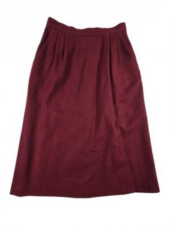 VTG 80s White Stag Burgundy Pleated Midi Skirt Lined A-Line Dark Academia Twee