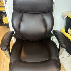 Brown Leather Desk Chair On Wheels Excellent Condition  OBO