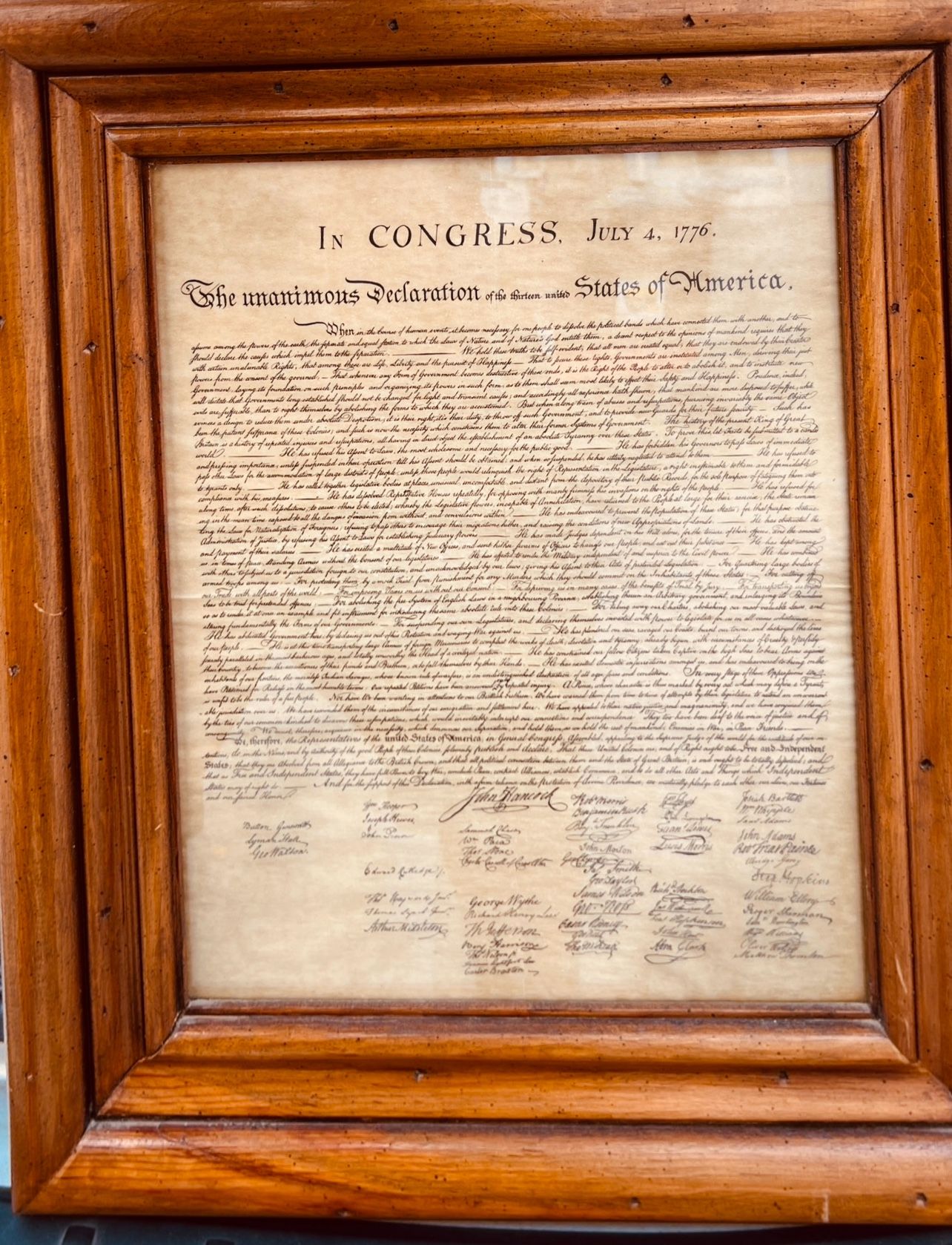 Declaration Of independence (antique) Framed
