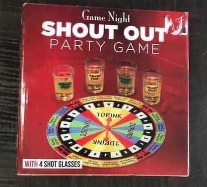 Adult Shout Out Party Game with 4 Shot Glasses just $5