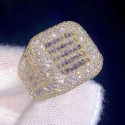 Vvs Moissanite Iced Out Ring,men’s Size 10,hand Set Stones,lab-grown Moissanite,