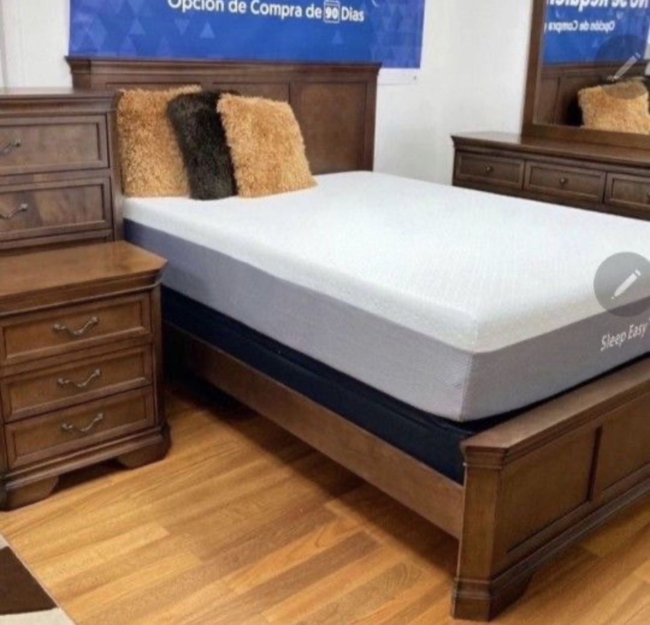 BEAUTIFUL NEW SHERRY QUEEN BEDROOM SET ON SALE ONLY $899. IN STOCK SAME DAY DELIVERY 🚚 EASY FINANCING CALL NOW ORDER BY PHONE