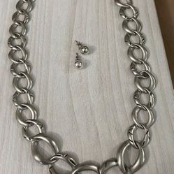 Juego Collar Aretes Stainless Cadena Joyería Antigua 