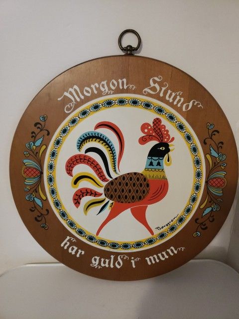 1963 Mid Century Berggren Trayner Corp #437 Swedish Rooster Wood Wall Plaque