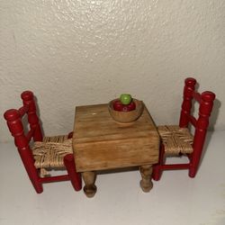 Vintage miniature wooden 3 piece dinner set