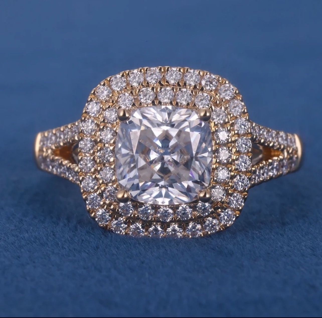 🔥✅5CTW Certified Cushion Cut Lab Grown Moissanite Diamond Engagement Ring 14K Yellow Gold Size 7