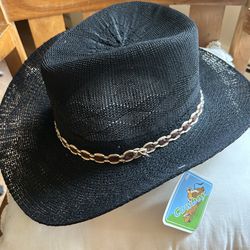 HOME DECOR Black Wide Brimmed Western Cowboy Hat Display Piece 