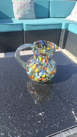 Mexican style pitcher, glass