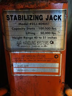 Stabilizing Jack 100000 lbs Static Load Capacity