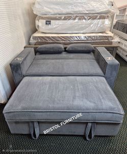 💙 Sofa Bed (loveseat style), Dark Gray, Corduroy Fabric, New in the Box.