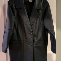 Women’s Black Leather Coat Size L