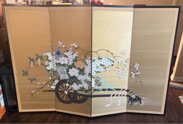 Japanese 4 panel byobu / silk screen