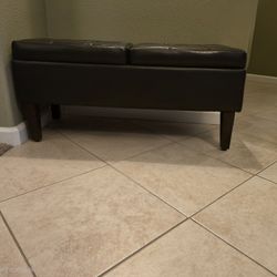 Espresso Faux Leather Storage Bench