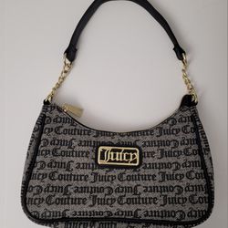 Juicy Couture Fashionista Shoulder Bag Black Beige With Gold Hardware NWOT