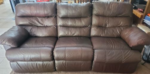 3-seat reclining sofa brown leather