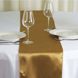 Polyester 7"x78" Gold Rectangular Table Runner, Stylish Table Linen 10 Pcs New 