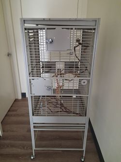 Large Metal Bird Cage on Wheels
