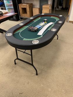 Gambling Table - Folding Poker Table with Cupholders and Armrest - New