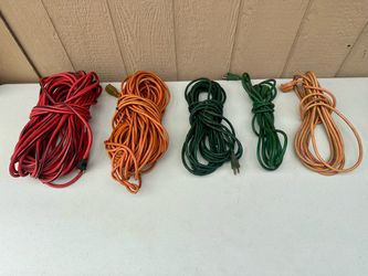 Lot of 5 Husky N Etc Brands  100/50/25 ft.  Medium Duty Indoor/Outdoor Extension Cord, Red/Black Make Offer For All