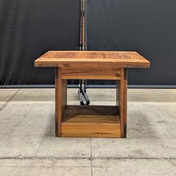 Rustic Wood Side Table with Lower Shelf