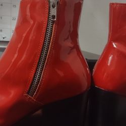 Candy red ASOS patent leather booties (size US 6)