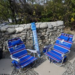 Tommy Bahama beach chairs and umbrella. 