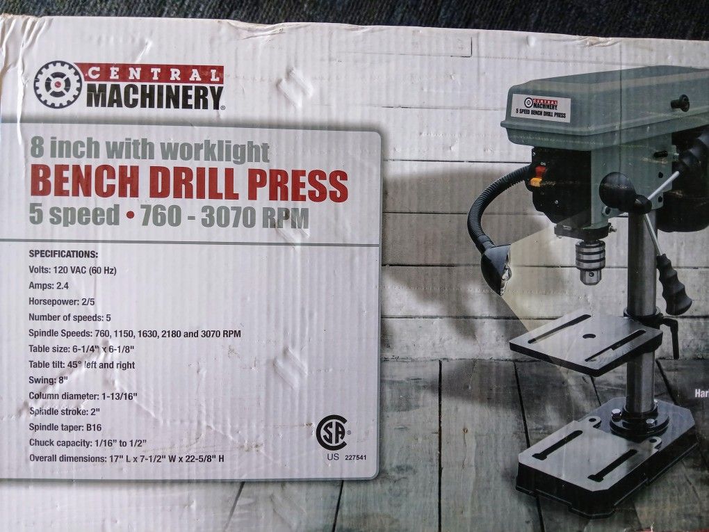 Central Machinery 8" Bench Drill Press – NEW in Box