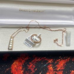 Effy 14k Rose Gold Necklace with matching Engagment Band 